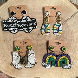 Mardi Gras Earrings *Same day Shipping* Bourbon